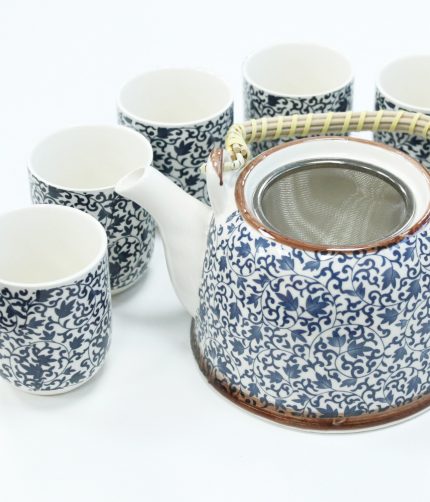 blue pattern herbal teapot