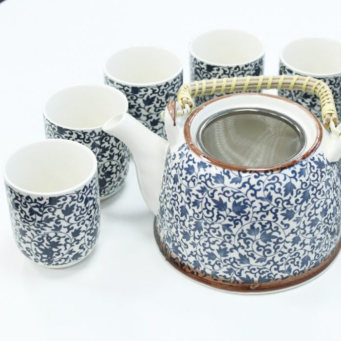 blue pattern herbal teapot