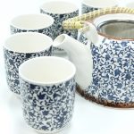 blue pattern loose leaf herbal teapot
